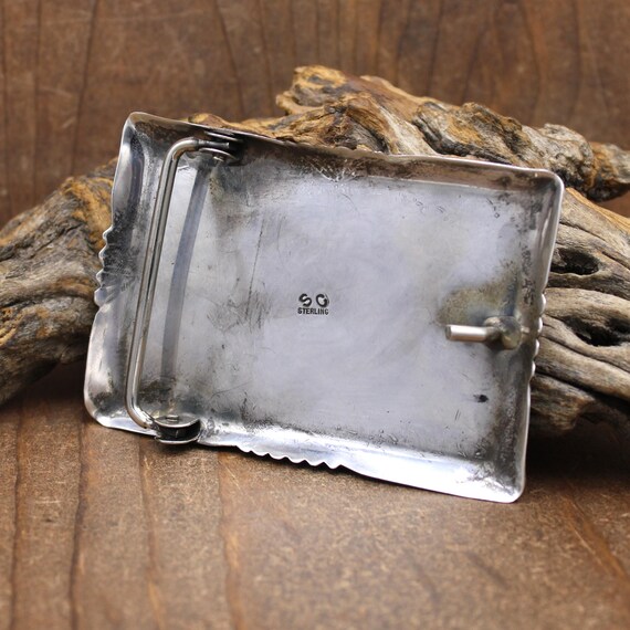 Ornate Sterling Silver Rectangular Turquoise and … - image 4