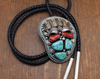 Vintage Navajo Handmade Sterling Silver Natural Turquoise Bear Paw ...