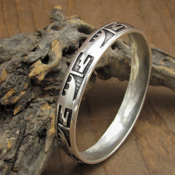 Sterling Silver Bangle Bracelet by Hopi Bernard Dawahoya * - Etsy