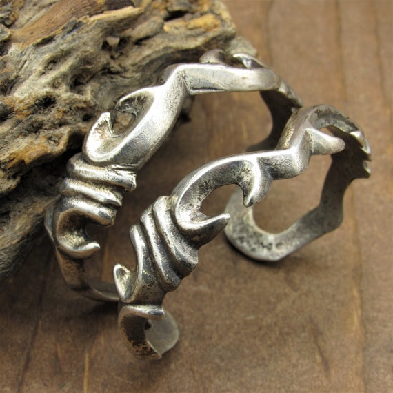 Southwest Sterling Silver Sandcast Cuff Bracelet - image 5