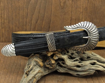 Pat Areias Size 30 Lizard Leather Belt W Sterling Silver  display picture 2