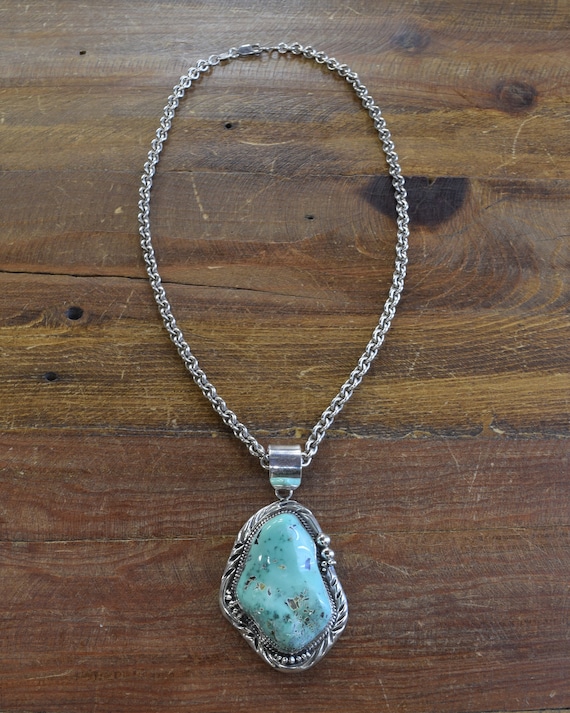 Vintage Navajo Sterling Silver and Variscite Neckl