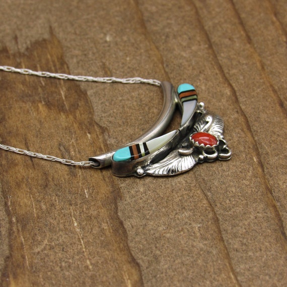 Vintage Southwestern Multi-stone Inlay and Coral … - image 3