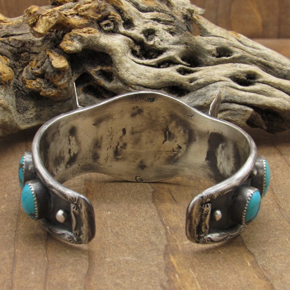 Sterling Silver Turquoise Watch Cuff Bracelet Wit… - image 5