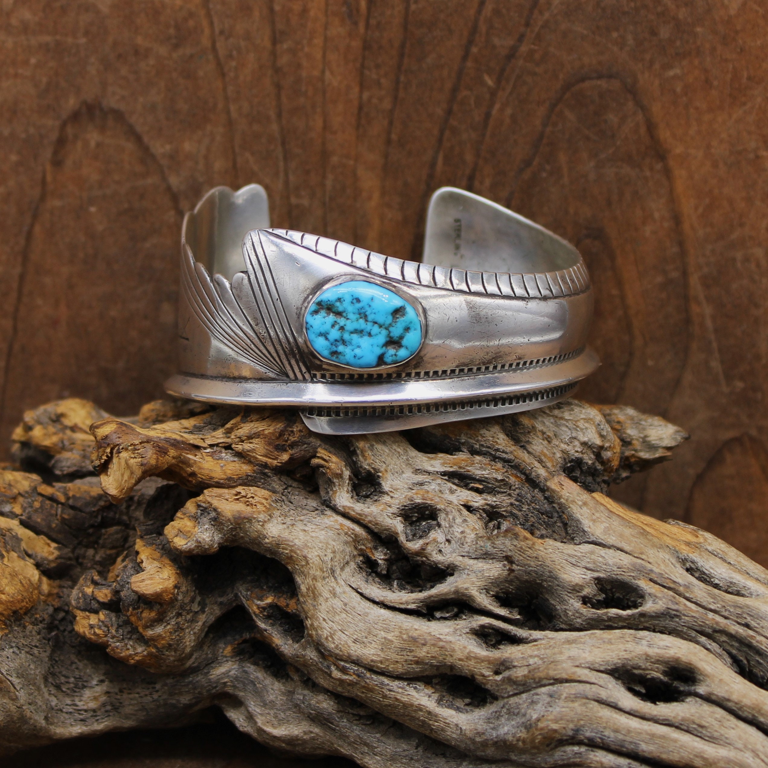 Brcelet mnchette vintge en rgent sterling de fbriction rtisnle