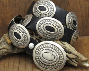 Vintage Southwest Sterling Silver Concho Belt *