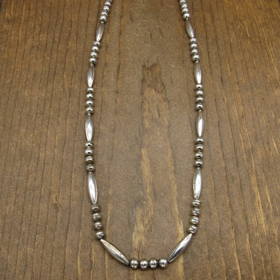 Vintage Sterling Silver Beaded Necklace - image 1