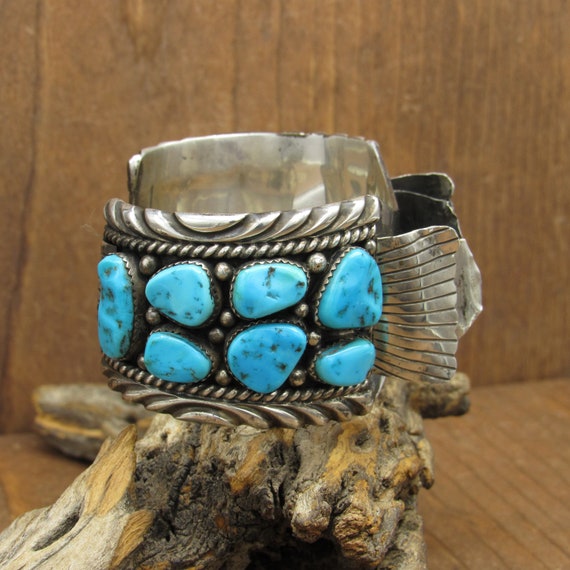Vintage Navajo Sterling Silver And Turquoise Watc… - image 4