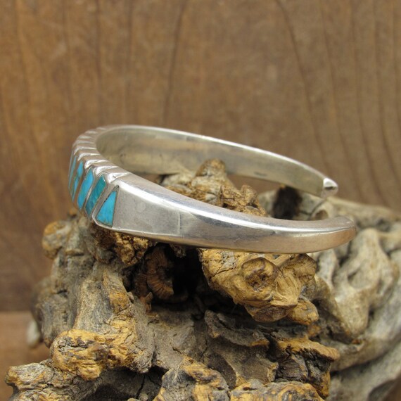 Vintage Sterling Silver Southwest Turquoise Inlai… - image 5