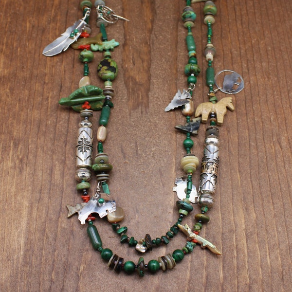 Vintage Two Strand Treasure Necklace by MIke Alcott Navajo