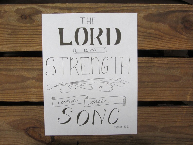 Printable Bible Verse Exodus 15:2 Hand Lettering Scripture | Etsy
