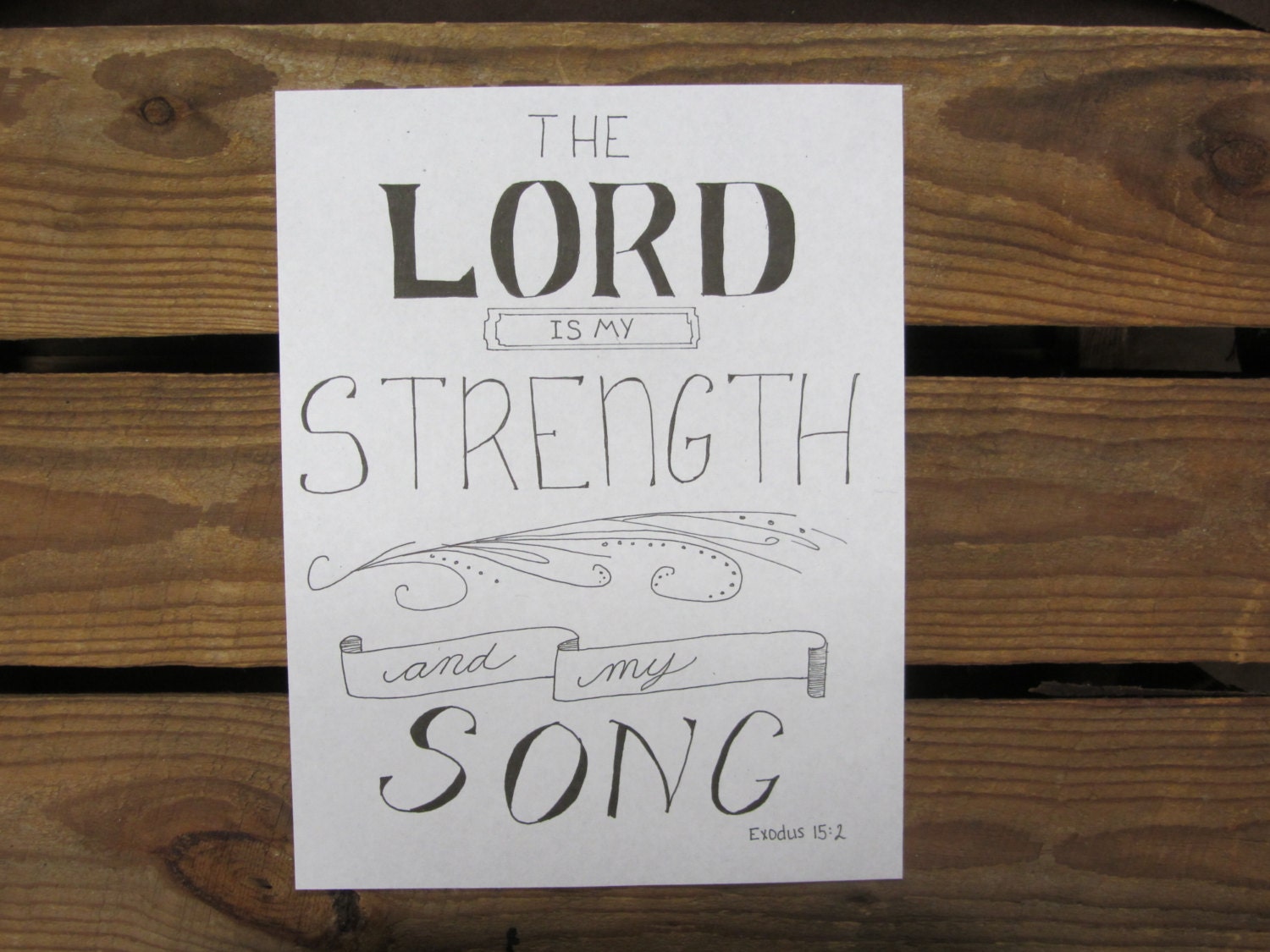 Printable Bible Verse Exodus 15:2 Hand Lettering Scripture | Etsy