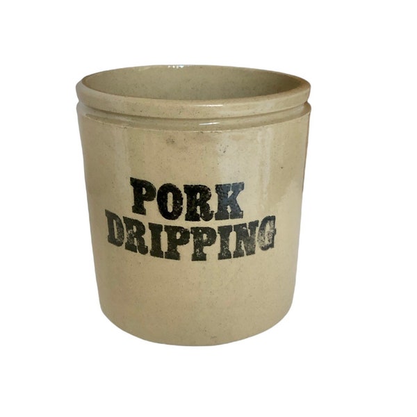 Vintage English crock pork drippings Pearson Chesterfield kitchen jar
