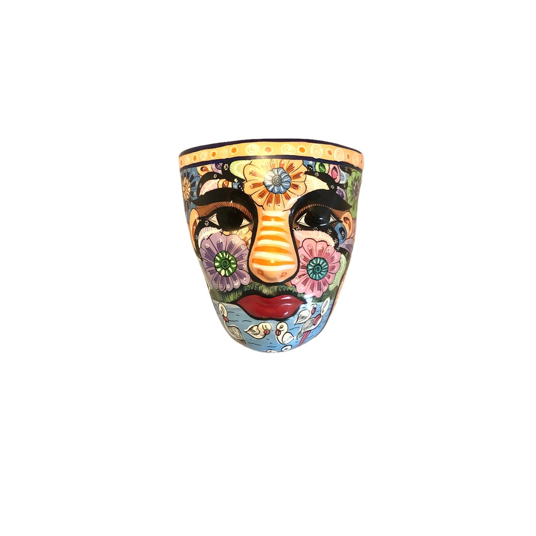 Vintage Pottery Face Vase Planter Wall Succulent Plant Container Made