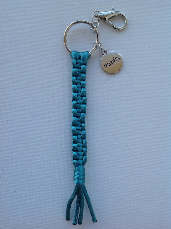 Macrame Satin Cord Keychain | Inspirational Word Charm - Etsy