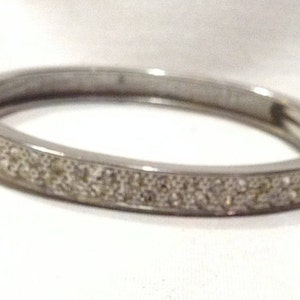 Vintage Silver Crystal CLAMPER Bracelet Bangle, Bling Bracelet, Rhinestone bracelet, Crystal Bracelet 9950-60