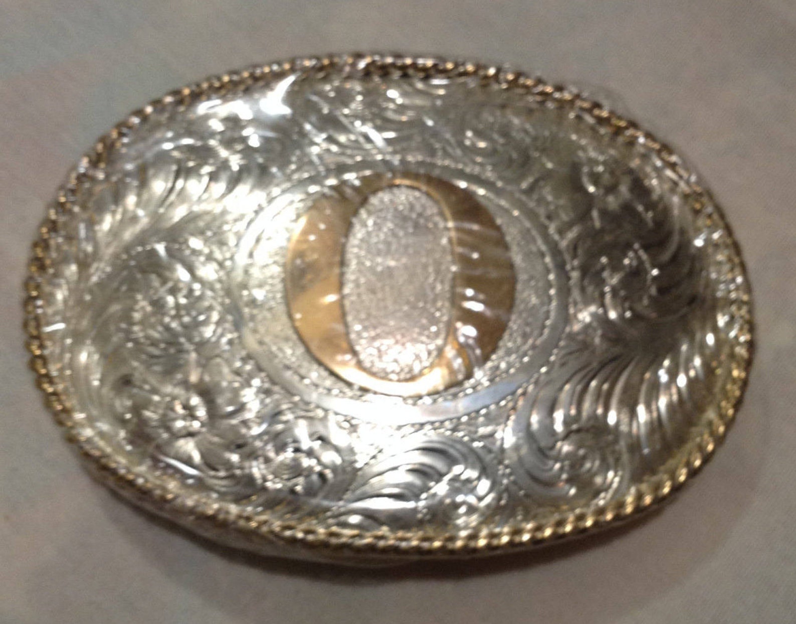 Vintage SILVERSMITH Collection NIB Floral Silver Engraved Monogram Belt