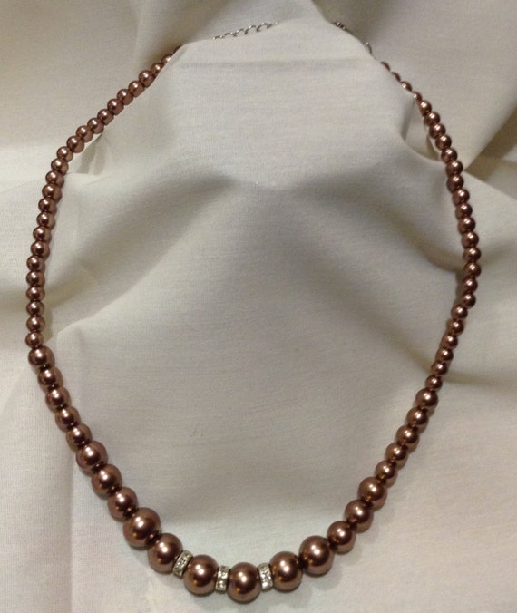 Vintage CZECH Bronze Crystal Large Glass Pearls B… - image 1