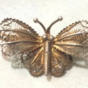 Vintage Edwardian 900 Large Butterfly Cannetille Filigree Brooch, Vintage Brooch, Sterling Brooch, Sweater Brooch, Hat Pin, Scarf Pin 1500-2