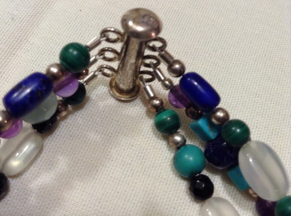 Vintage 925 Edwardian LAPIS Lazuli Multi Stone Be… - image 3