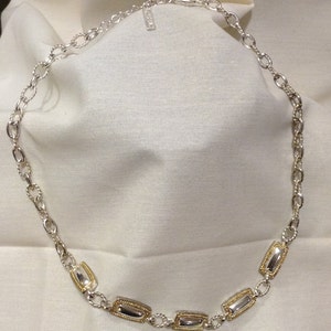 Vintage NAPIER Two Toned Bar Bib Metal Modern Chain Necklace, Napier Jewelry, Gold Necklace, Art Deco Necklace 5255-7