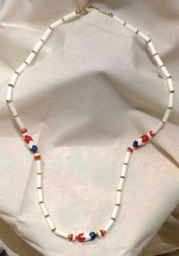 Vintage Art Deco Long White Celluloid Beaded Neck… - image 2