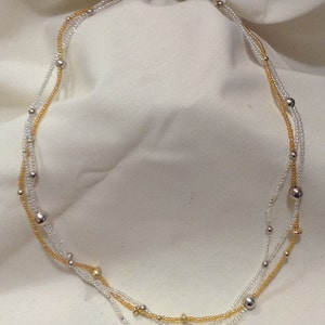 Vintage EDWARDIAN 925 Sparkly AB CRYSTALS Beaded Multi Strand Torsade Necklace 3710-40