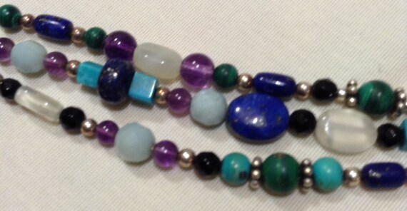 Vintage 925 Edwardian LAPIS Lazuli Multi Stone Be… - image 4