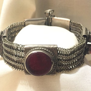 Vintage Victorian 900 Etruscan Carnelian Chainmaille Vermeil Panel Handmade Bracelet Handmade Bracelet, Sterling Bracelet 1500