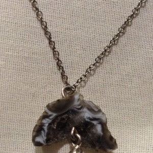 Vintage Large Amethyst Geode Druzy Stone Chain Necklace, Amethyst Necklace, Druzy Necklace, Amethyst Pendant 465-40