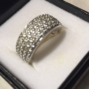 Vintage 925 Princes Cut CZ Dome Wedding Dome Band Statement Ring, Engagement Ring, Bridal Silver Ring 2671-15