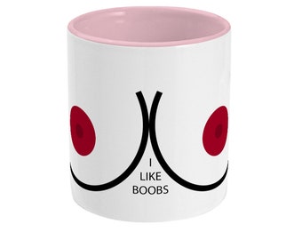 Taza de tetas, Me gustan las tetas, taza divertida, taza ofensiva, regalo ofensivo, regalo para él, regalo para ella