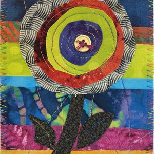 Quilted Fabric Card: Appliqued Textile Collage, Special Greeting Card