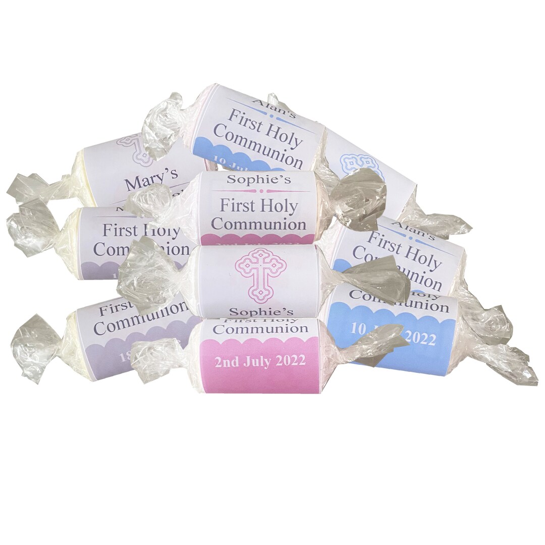 Personalised First Holy Communion Party Favours Love Heart Sweets Pink ...
