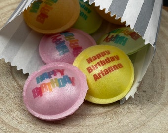 Personalised Printed Flying Saucers UFO's Sweets, Birthday Party , Thank You Gift