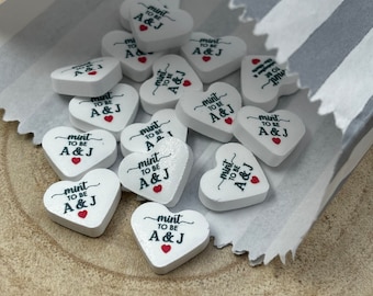 Personalised Printed Heart Mint To Be Wedding Favour Sweets White Sugarfree