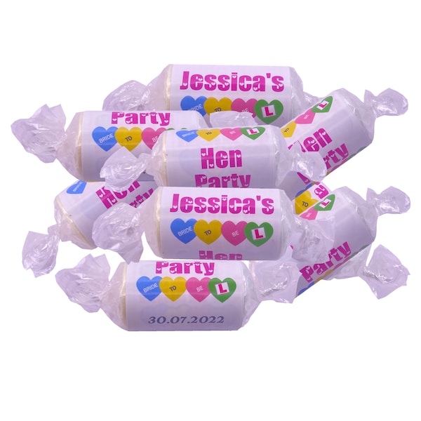 Personalised Mini Love Heart Sweets Hen Night Party Bag Fillers Hen Night Favours