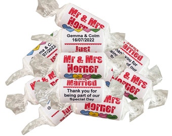 Personalised Love Heart Sweets Wedding Favours Vintage Retro Sweets