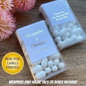 Polka Dot Wedding Favours Tic Tac Real Gold or Silver Foil Printed Wrappers Only