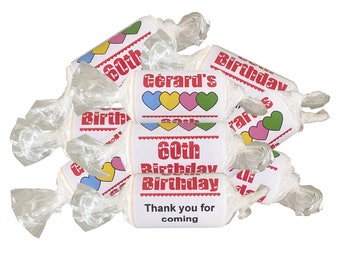Personalised Birthday Party Favours & Gifts Love Heart Sweets 13th 16th 18th 21st 30th 40th 50th 60th Any milestone or number