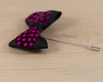Feather Lapel Pin/Pheasant Inspired Lapel Pin/ Black/Purple Bowtie Lapel Pin/Lapel Pin/Lapel Flower/Mens Lapel Flower/Wedding Accessories