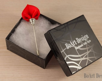 Spade Inspired Red Kanzashi Flower Lapel Stick Pin/Lapel Pin/Lapel Flower/Mens Lapel Flower/Wedding Accessories