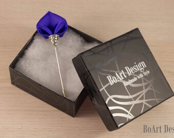Spade Inspired Indigo Purple Kanzashi Flower Lapel Stick Pin/Lapel Pin/Lapel Flower/Mens Lapel Flower/Wedding Accessories