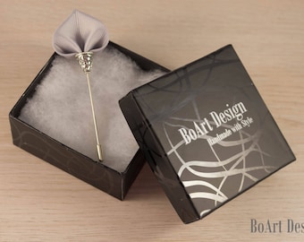 Spade Inspired Gray Kanzashi Flower Lapel Stick Pin/Lapel Pin/Lapel Flower/Mens Lapel Flower/Wedding Accessories