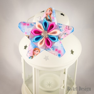 Frozen Kanzashi Flower Hair Clip/Elsa and Anna Hair Clip/Hair Bow/Kids Hair Clip/Hair Bow for Girls/Alligator Clip/Hair Bow
