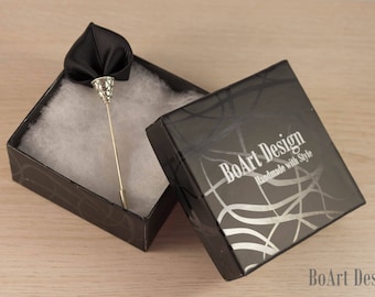 Spade Inspired Black Kanzashi Flower Lapel Stick Pin/Lapel Pin/Lapel Flower/Mens Lapel Flower/Wedding Accessories