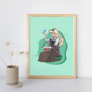 Aurora A4 Art Print | Princess Wall Decor | Hand Drawn |