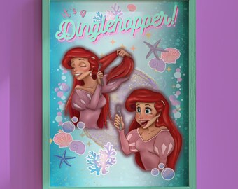Little Mermaid Ariel Dinglehopper A4 A5 Print | Wall Decor | Hand Drawn | Under the Sea Print