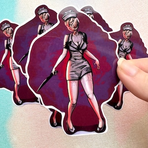 Silent Hill nurse Vinyl Sticker | Survival horror | horror sticker | splash proof laptop decal | bullet journal notepad