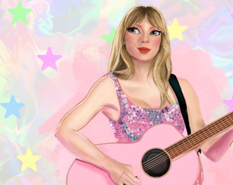 Póster de retrato inspirado en TS / Decoración musical colorida para sala (descarga digital)